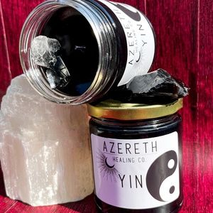 Handmade Yin Black Crystal Candle | obsidian soy blend Aesthetic Candles